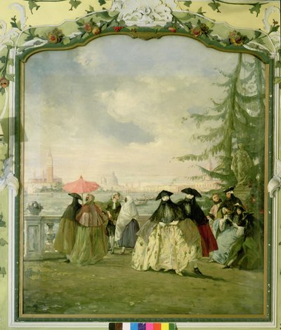 Masked Couple at the Giardini, Venice by Guiseppe Ponga